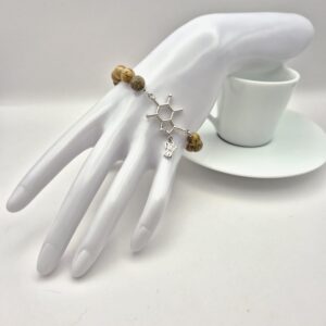 BRACCIALE IN PIETRA PAESINA CON MOLECOLA DI CAFFEINA E CHARM MOKA