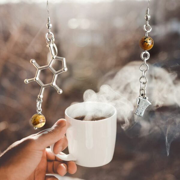 ORECHINI IN PIETRA PAESINA CON MOLECOLA DI CAFFEINA E CON CHARM MOKA - immagine 3