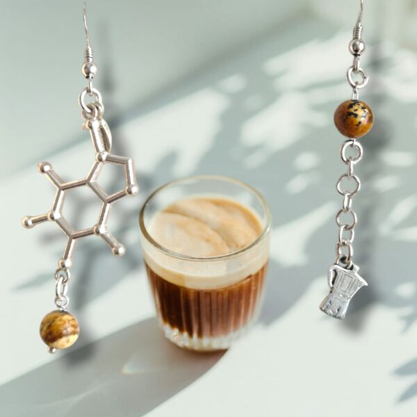 ORECHINI IN PIETRA PAESINA CON MOLECOLA DI CAFFEINA E CON CHARM MOKA - immagine 2